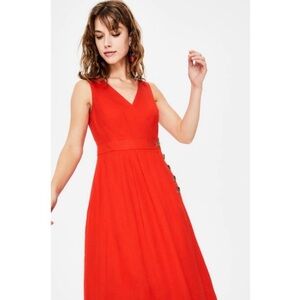 Boden Arwen Midi Button Dress in red pop